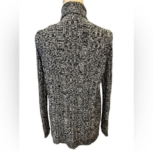Anthropologie Long Oversized Knit Cardigan Black White Relaxed Fit Size Small - Picture 2 of 9